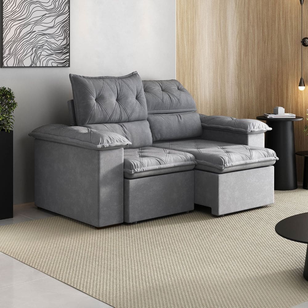 Sofá Retrátil e Reclinável 180cm Cupuaçu Cabecasa Madeiraoriginals Grafite