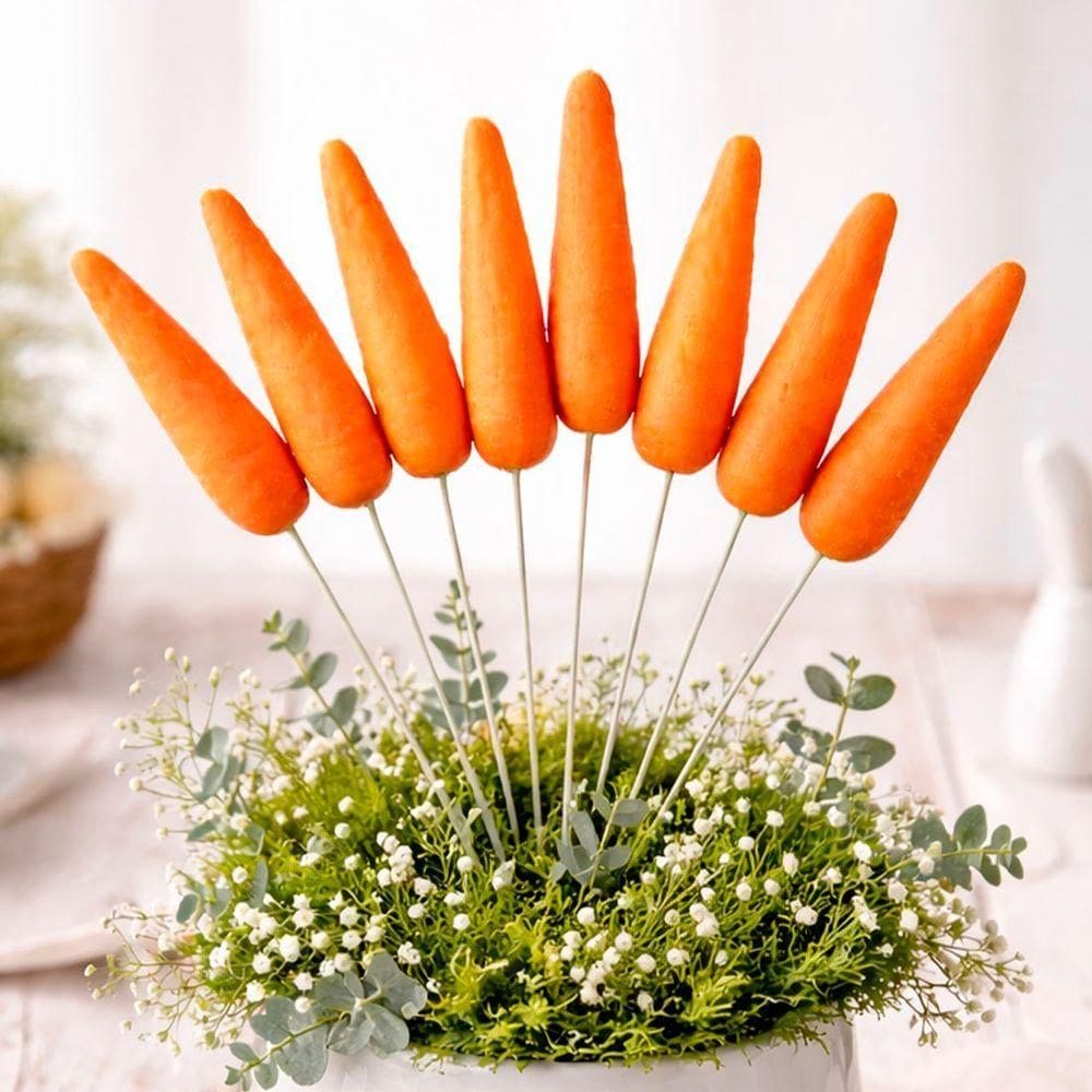 Enfeite Cenourinhas Cenouras Palito Páscoa De 24cm Kit 54pçs