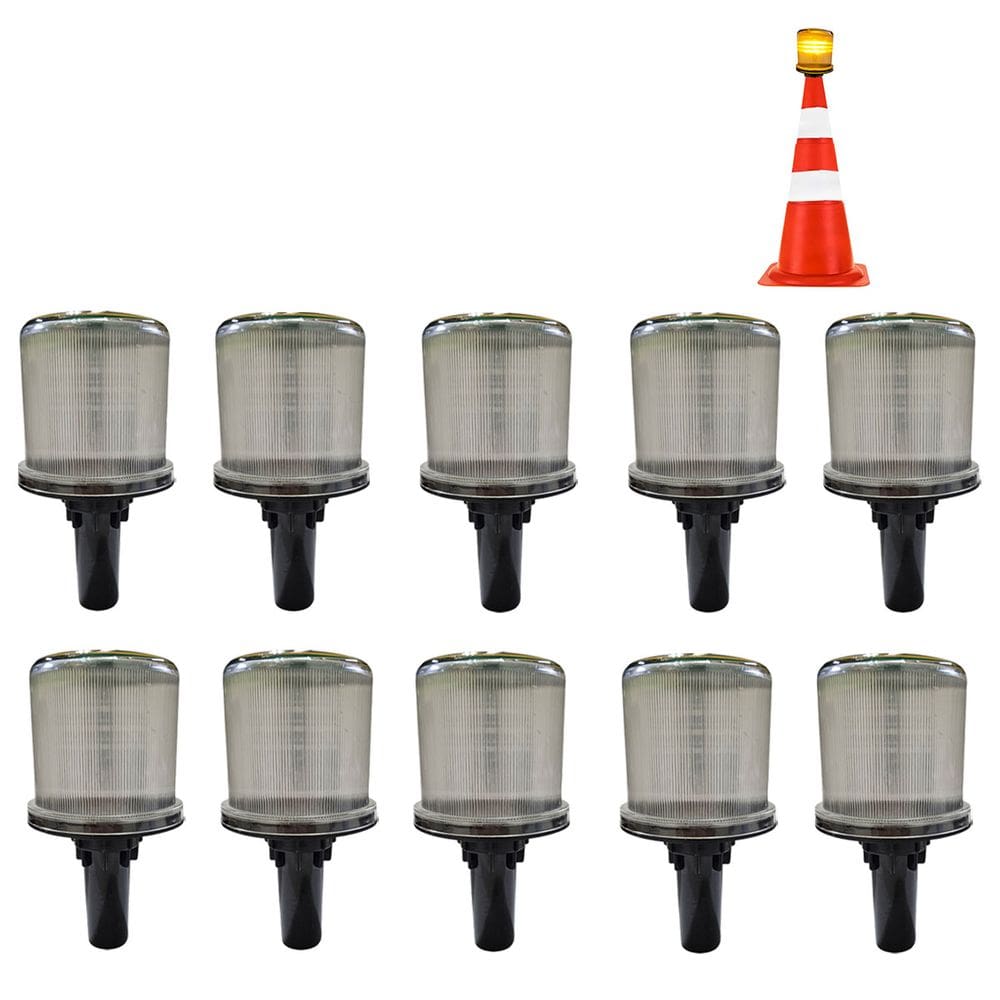 Sinalizador Solar Viario Kit 10 Uni Alerta Atencao Obra Rodovia Estrada Rua Cone Avenida Emergencia
