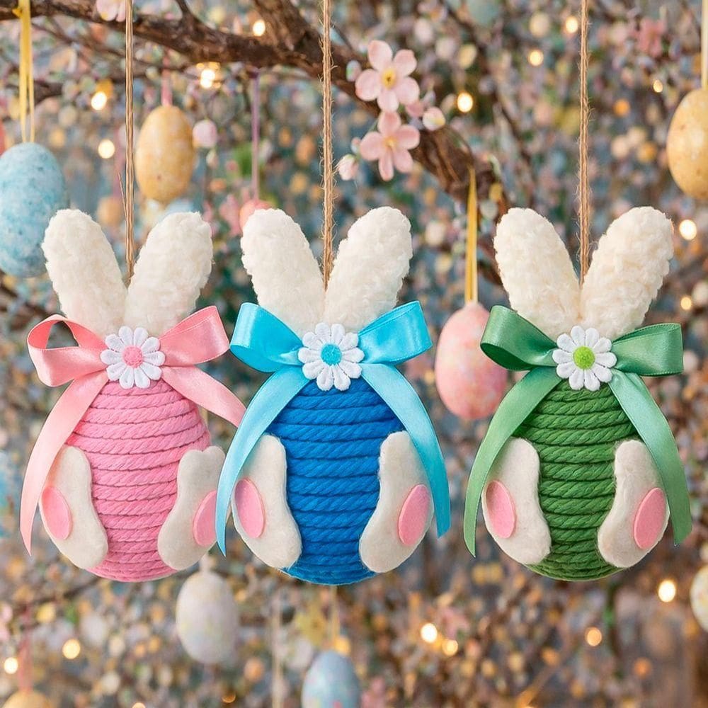 Pendente Ovinhos Coelho Decoração De Páscoa 13x8cm Kit 6pçs