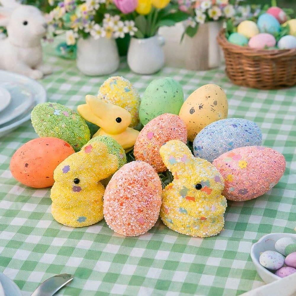 Enfeite Decorativo Páscoa Coelho Coelhinhos Ovos Kit 24pçs