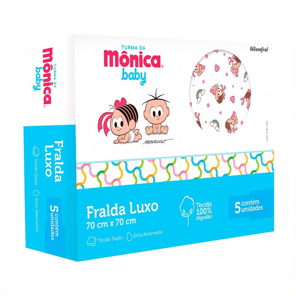 Fralda Luxo Estampada 67 cm x 70 cm 5 Unidades