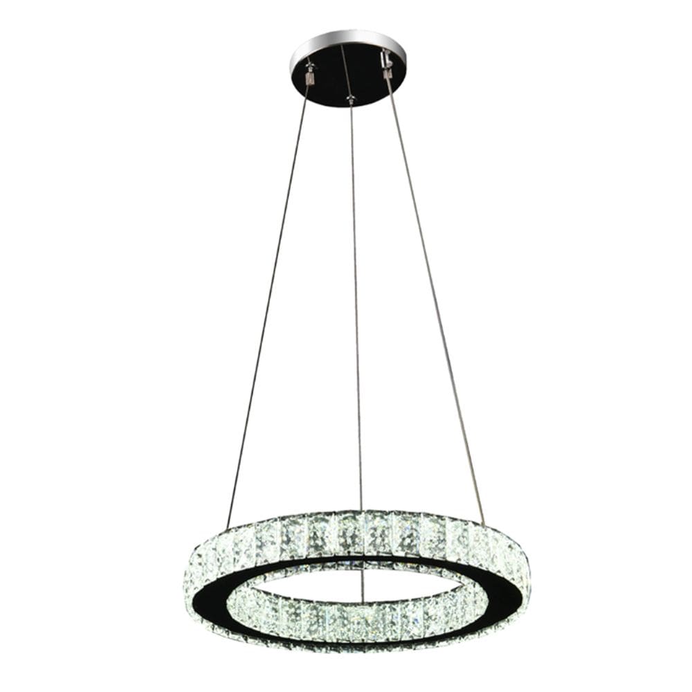 Pendente 1 Anel Cristal 40cm Led 30W 3 em 1 Bivolt 16593-PL