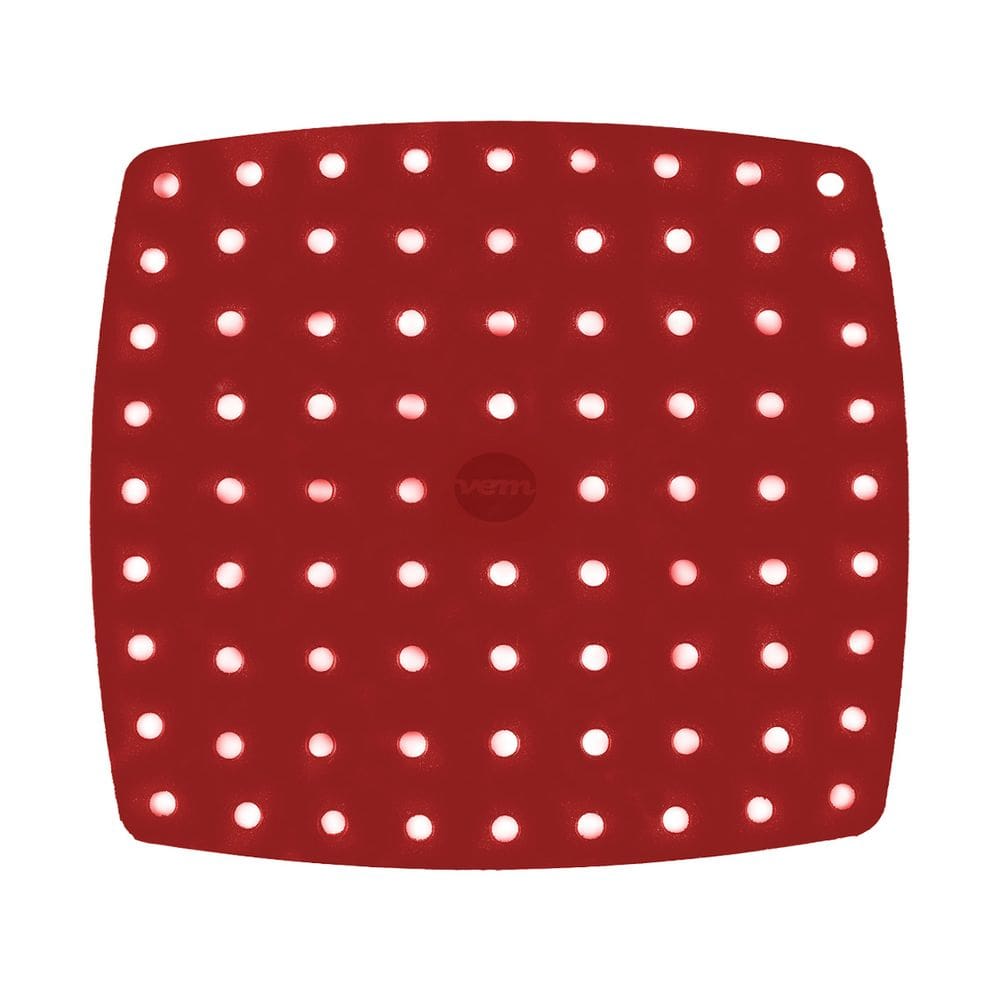 Tapete para Air Fryer Perfurado Quadrado 22cm em Vermelho em Silicone