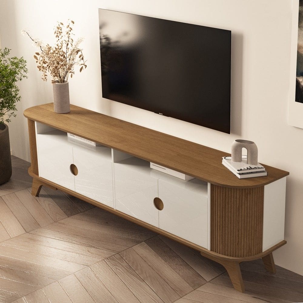 Rack para TV Até 86 Polegadas Vivaldi 4 Portas Cinamomo/Off White - Artely Moveis