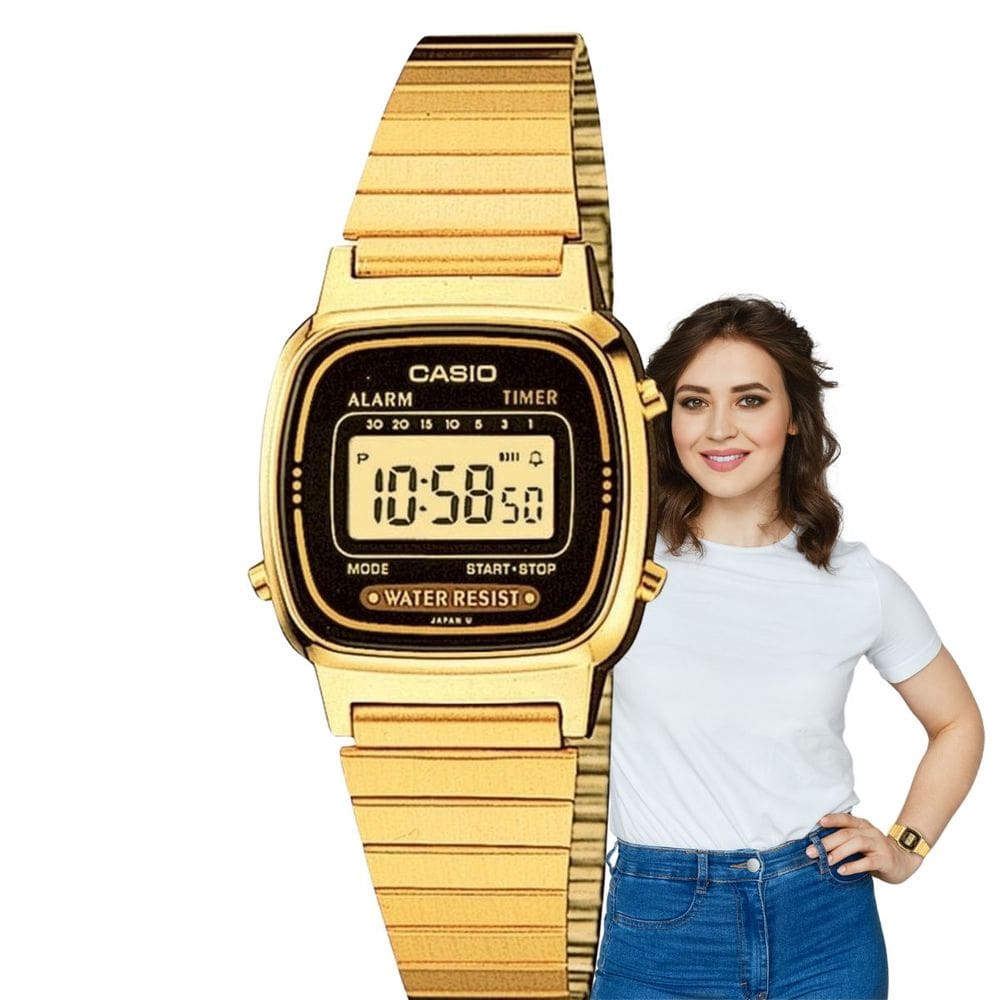 Relógio Casio Feminino Digital Vintage Dourado LA670WGA-1DF