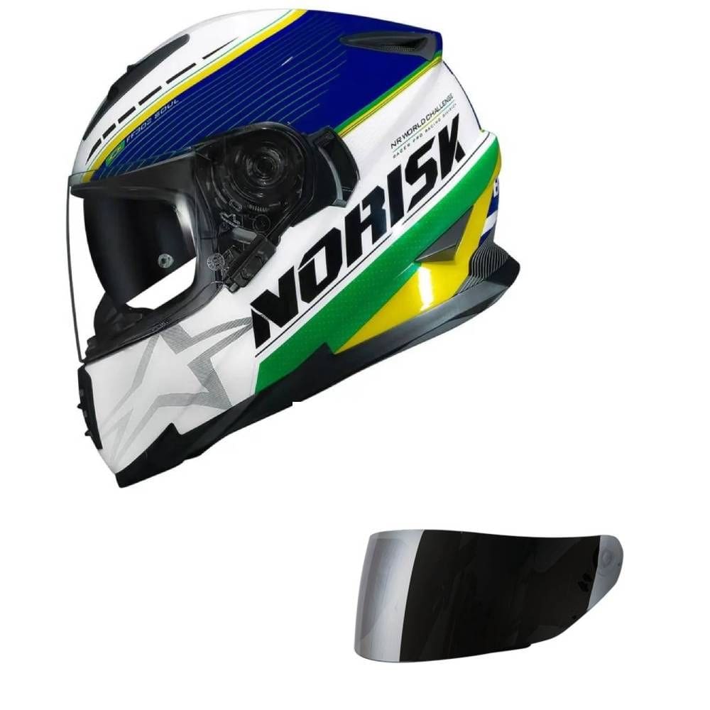 Capacete Norisk Soul II Grand Prix Brasil Mais Viseira Prata