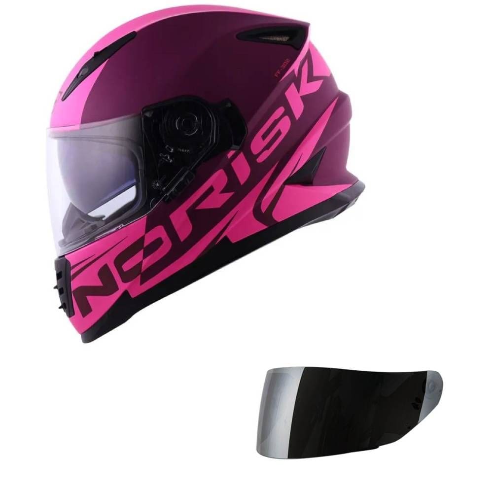 Capacete Norisk Soul II Manty Rosa Mais Viseira Prata