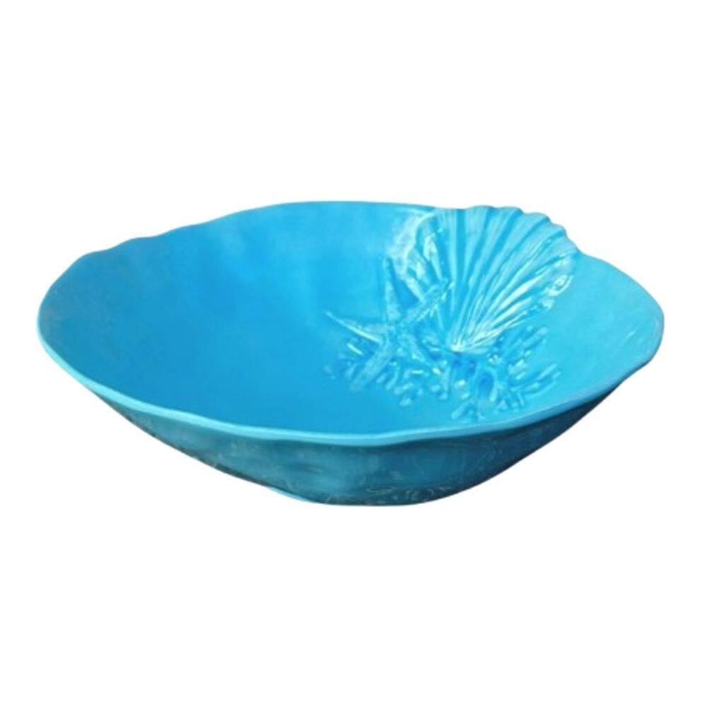 Bowl Saladeira de Melamina Azul C/Desenho Marinho Concha do Mar 3,3 Litros 30,5x10,5cm Entrecasa