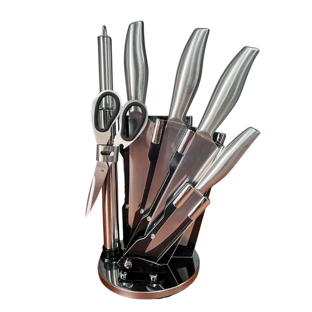 Conjunto de Facas 7 Peças com Suporte - Aço Inoxidável, Cabo Ergonômico, Ultra Afiado - Para Cozinha