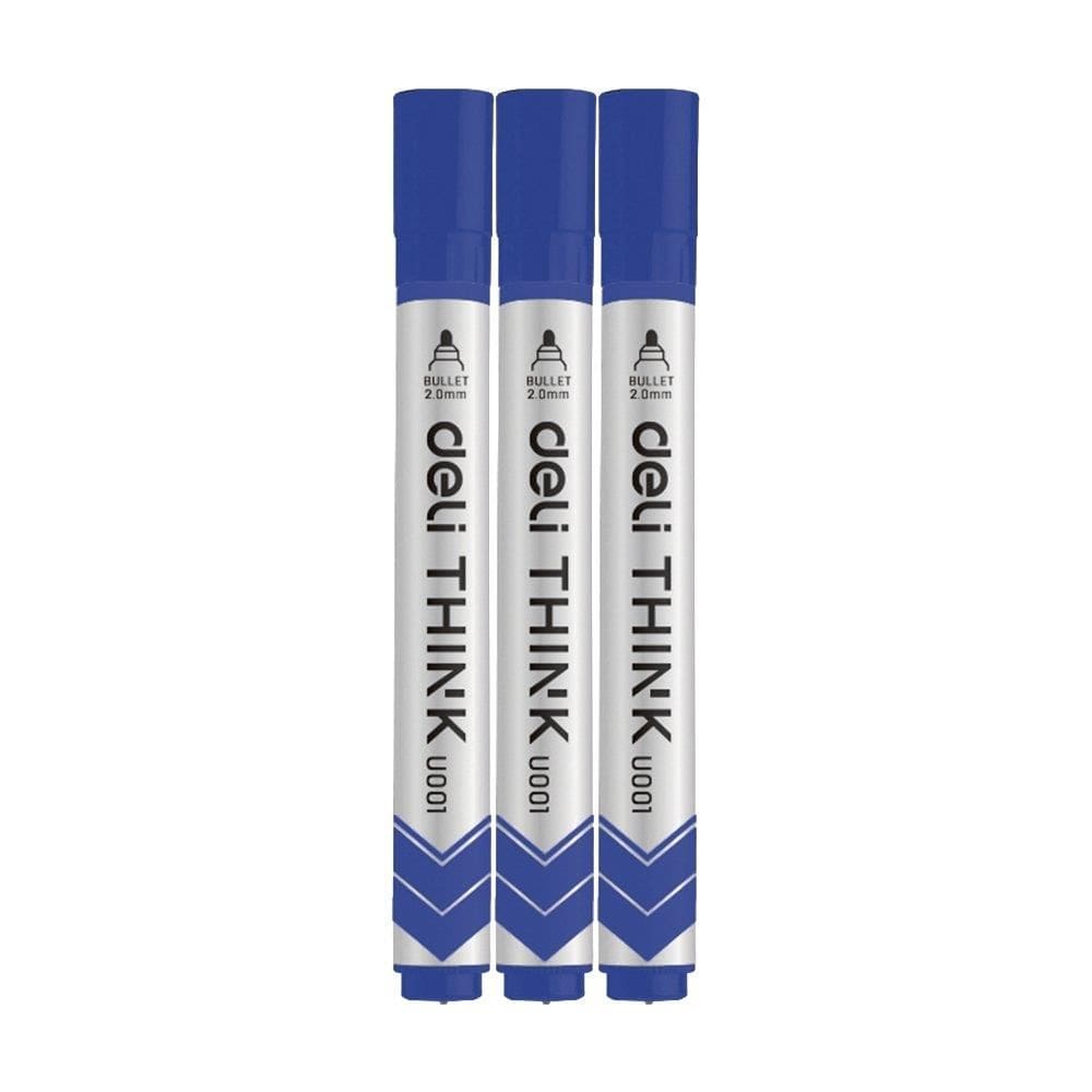 Marcador de Quadro Branco Deli Ponta Redonda 2,0mm Azul - Embalagem com 12 Unidades