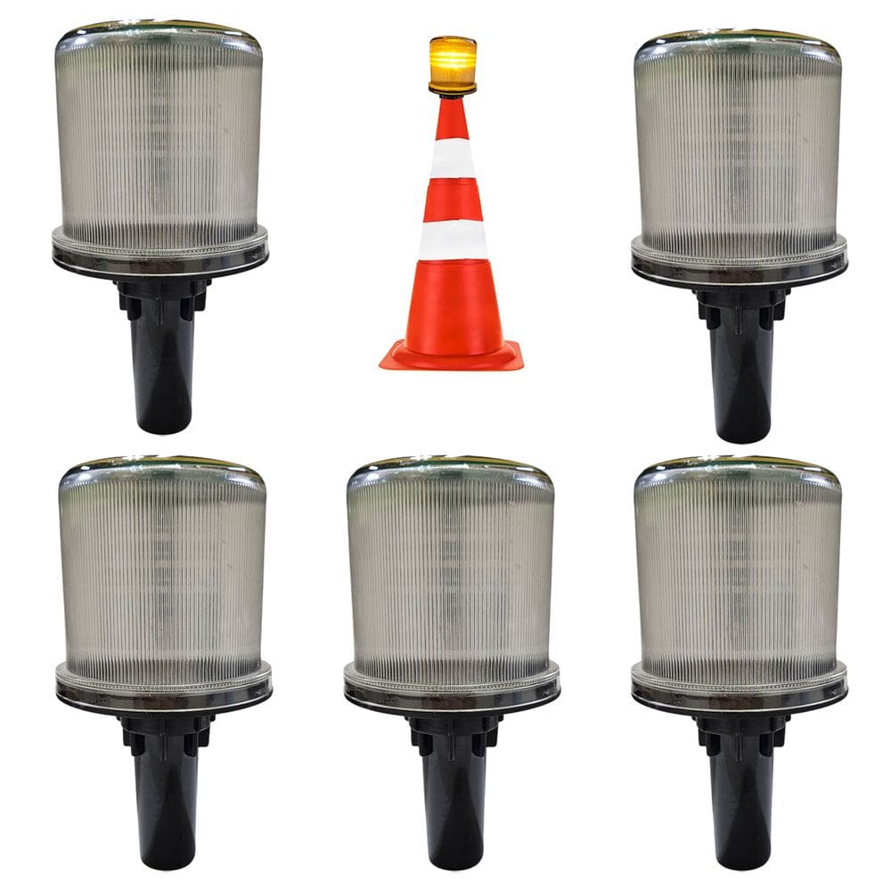 Sinalizador Solar Viario Kit 5 Uni Rodovia Rua Estrada Alerta Cone Emergencia Obra