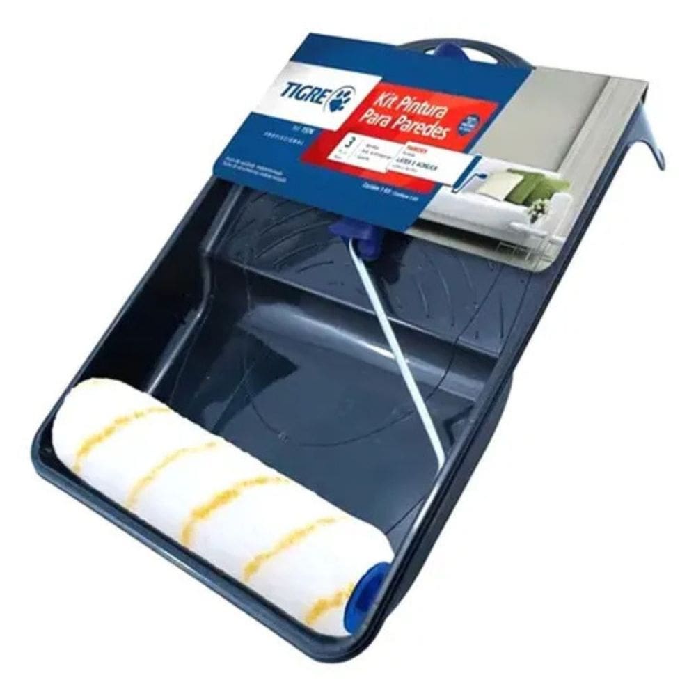 Kit De Pintura 3 Peças Tigre 1576 Rolo Suporte Bandeja
