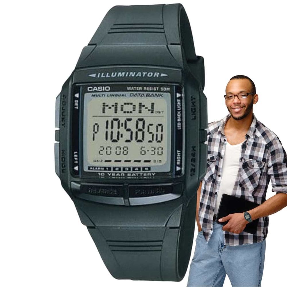 Relógio Casio Masculino Digital Vintage Illuminator Preto DB-36-1AVDF