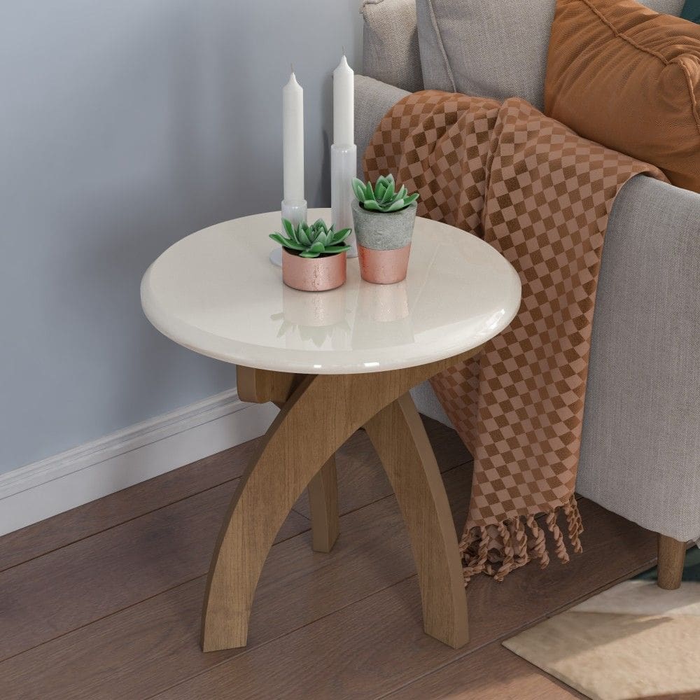 Mesa de Canto 100% Mdf Jade Cinamomo/Off White - Artely