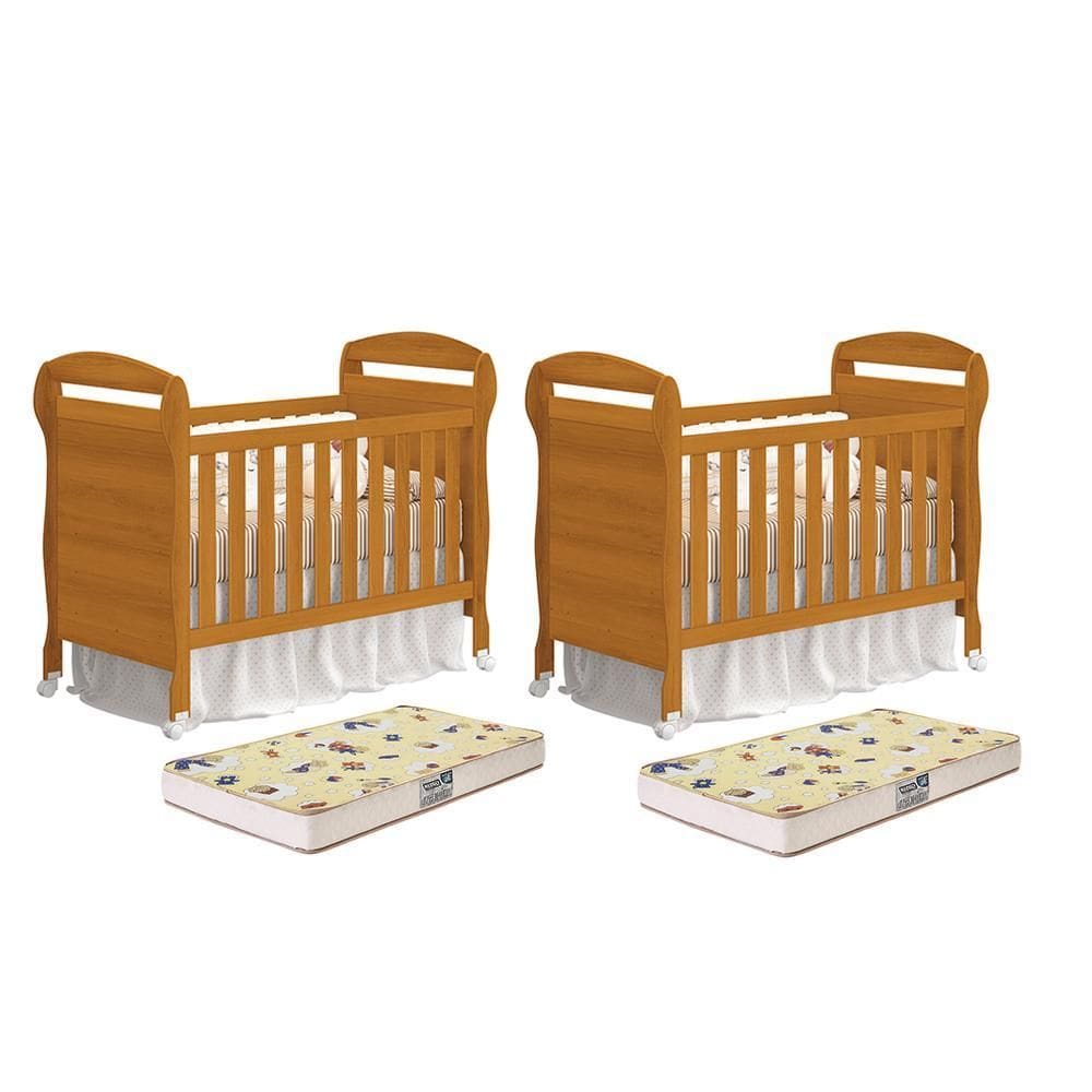 Kit Gêmeos Berço Mini Cama Danny com Colchões Supreme - Reller Móveis