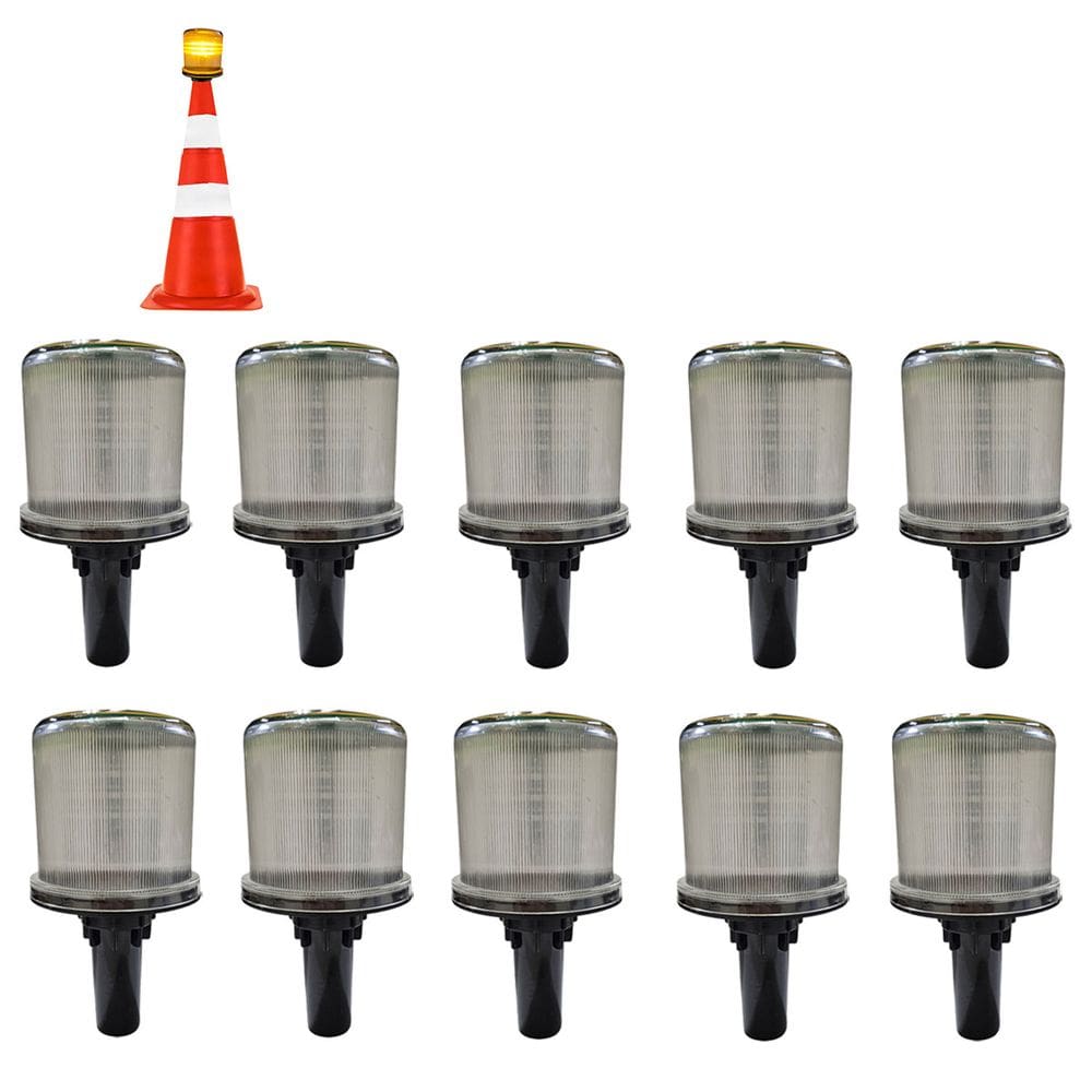 Sinalizador Solar Viario Kit 10 Uni Rodovia Cone Estrada Alerta Cone Obra Emergencia