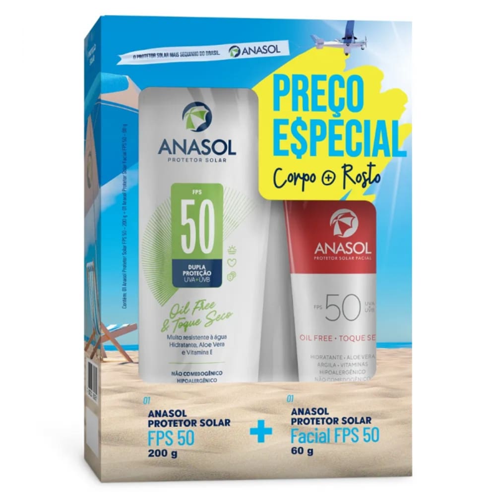 Anasol Prot.Solar Kit Oil Free E Toque Seco Fps50 200G+60G