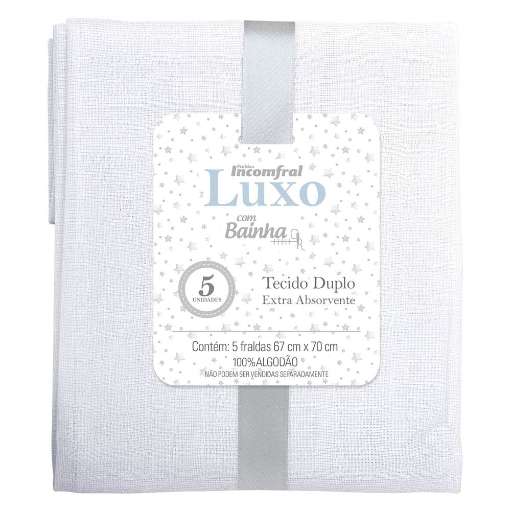 Fralda Luxo Branca 67 cm x 70 cm 5 Unidades