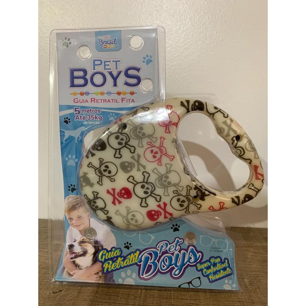 Guia Retrátil Pet Boys Fita 5m 35kg - Resistente