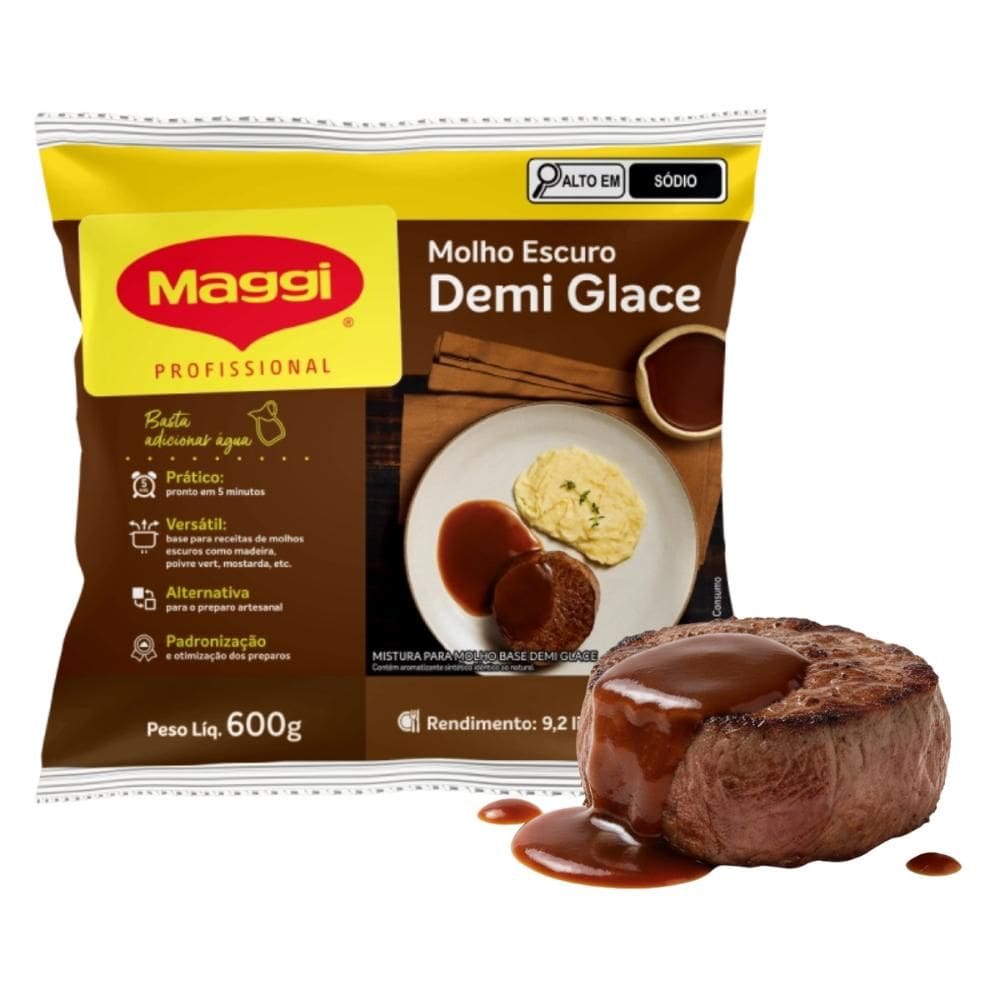 Molho Escuro Demi Glace Profissional 600g Alto Rendimento Maggi