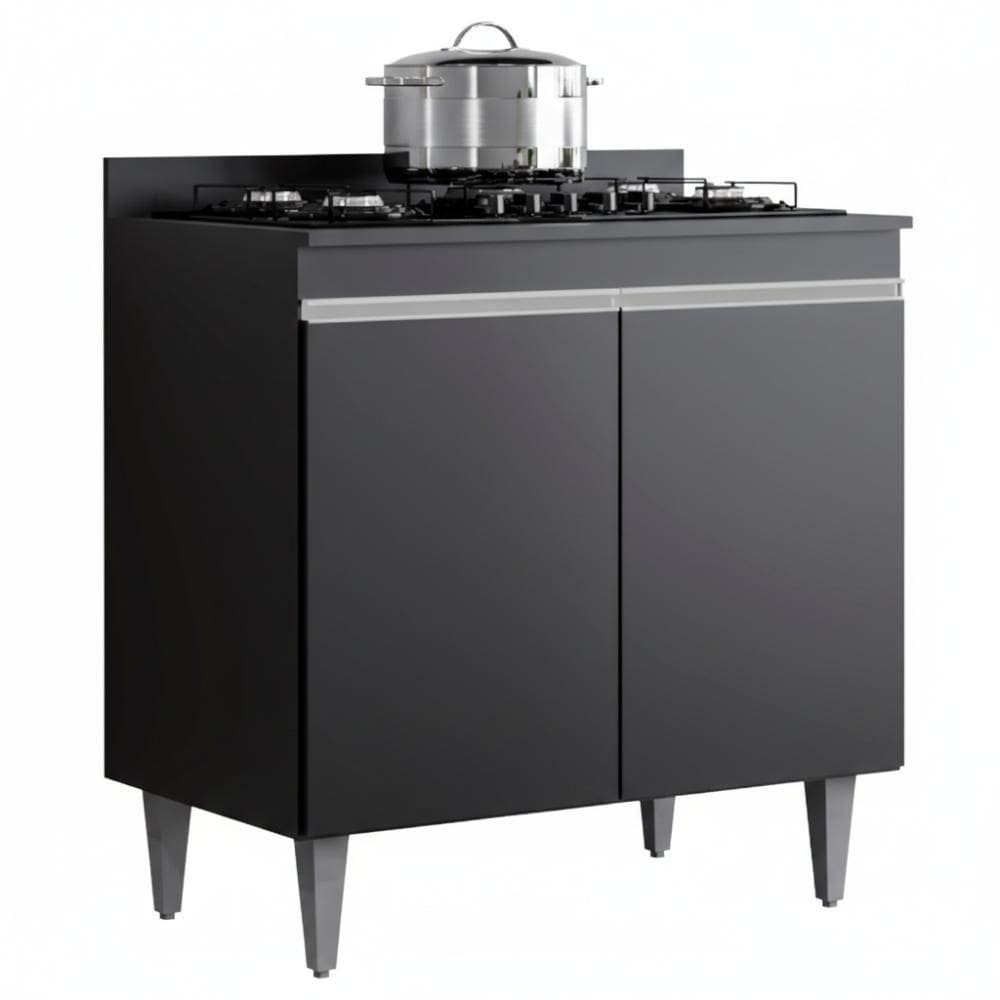 Balcao Com Tampo 2 Portas Ellen 80 Cm Preto