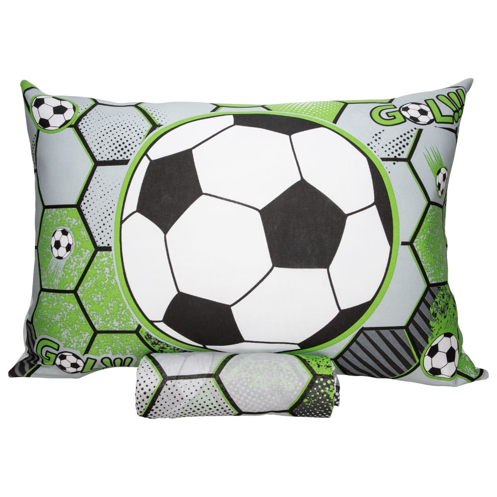 Jogo de Cama Infantil Futebol Solteiro 2 Peças Lençol com Elástico e Fronha