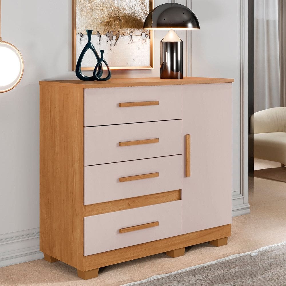 Comoda 4 Gavetas 1 Porta com Pes New Florenca Benetil