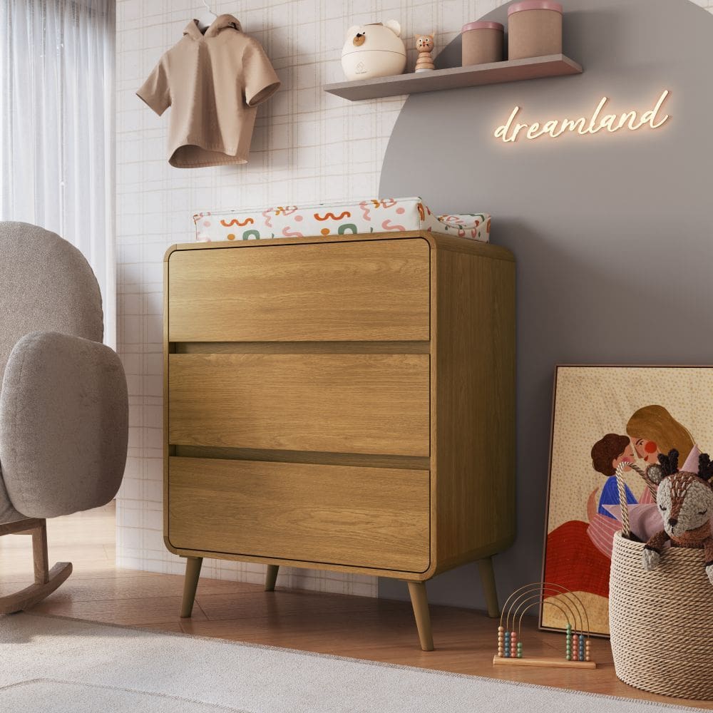 Comoda Infantil 3 Gavetas Wave Completa Moveis