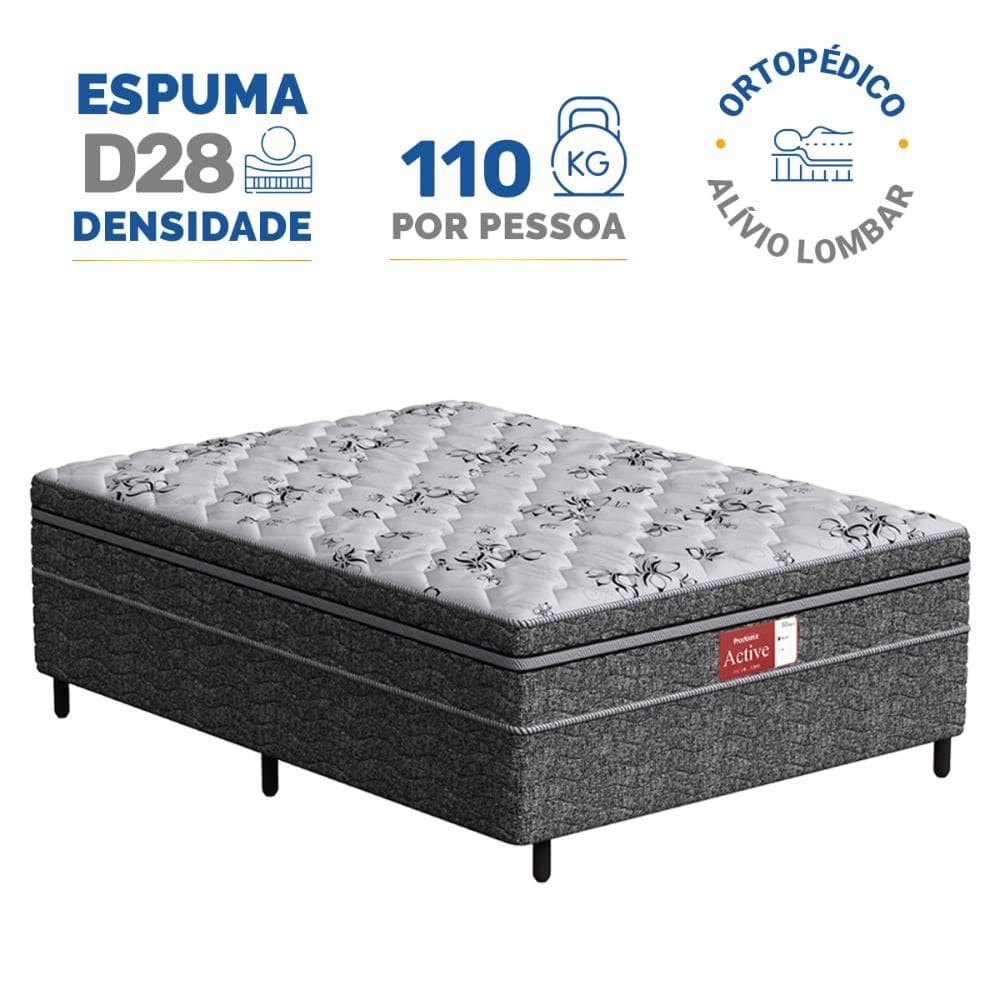 Cama Box Conjugada Probel Espuma D28 Ortopédico Unique Active Casal 138cm