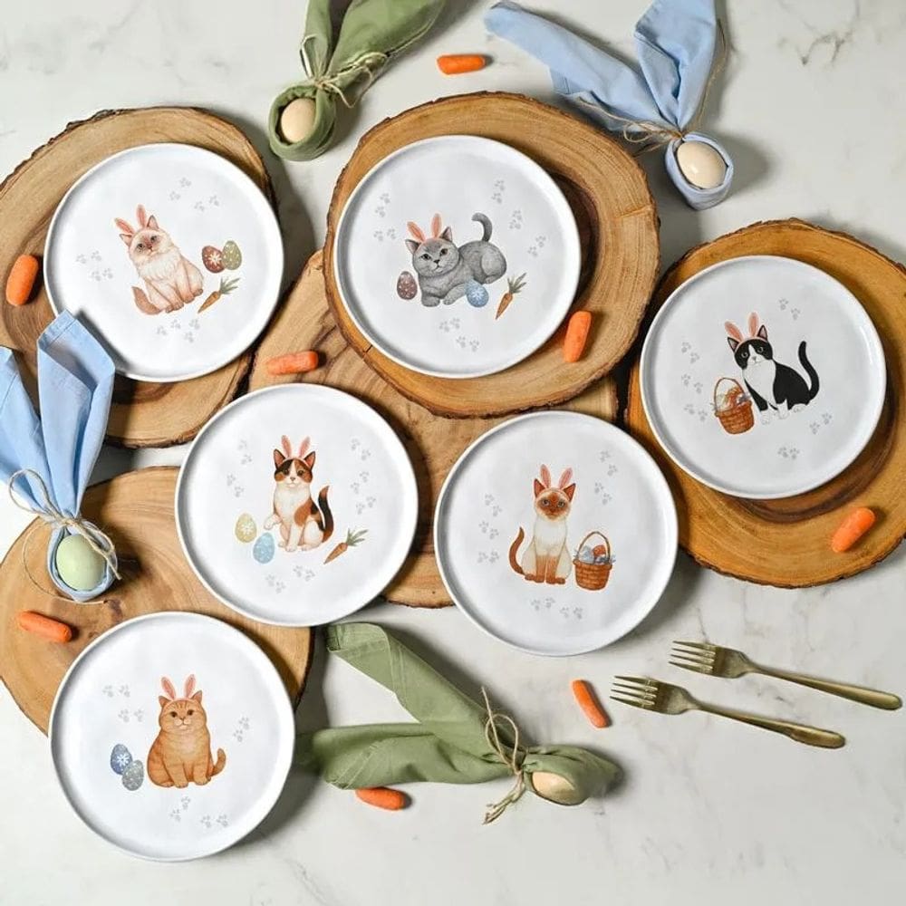 Prato de Sobremesa Bio Gatinhos Ø21,5cm Páscoa Diverso 1 Uni