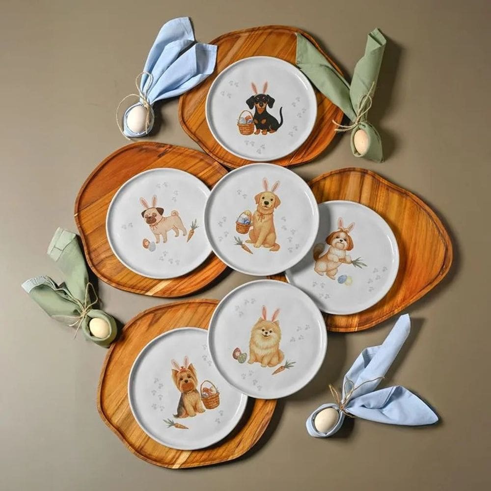 Prato de Sobremesa Bio Doguinhos Ø21,5cm Pascoa 01 unidade P