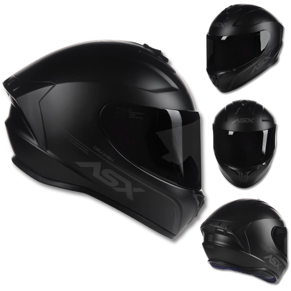 Capacete ASX Draken Solid Monocolor Preto Fosco