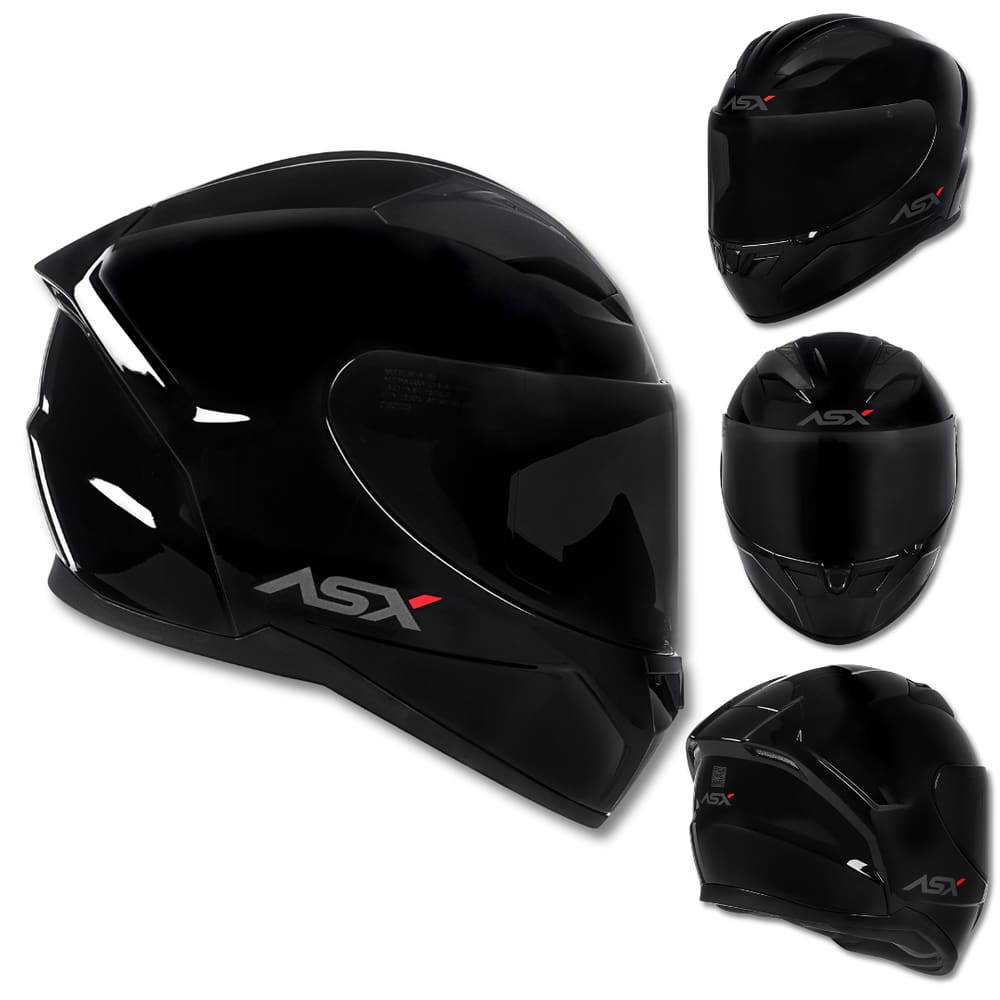 Capacete ASX City Solid Monocolor Preto Brilhante