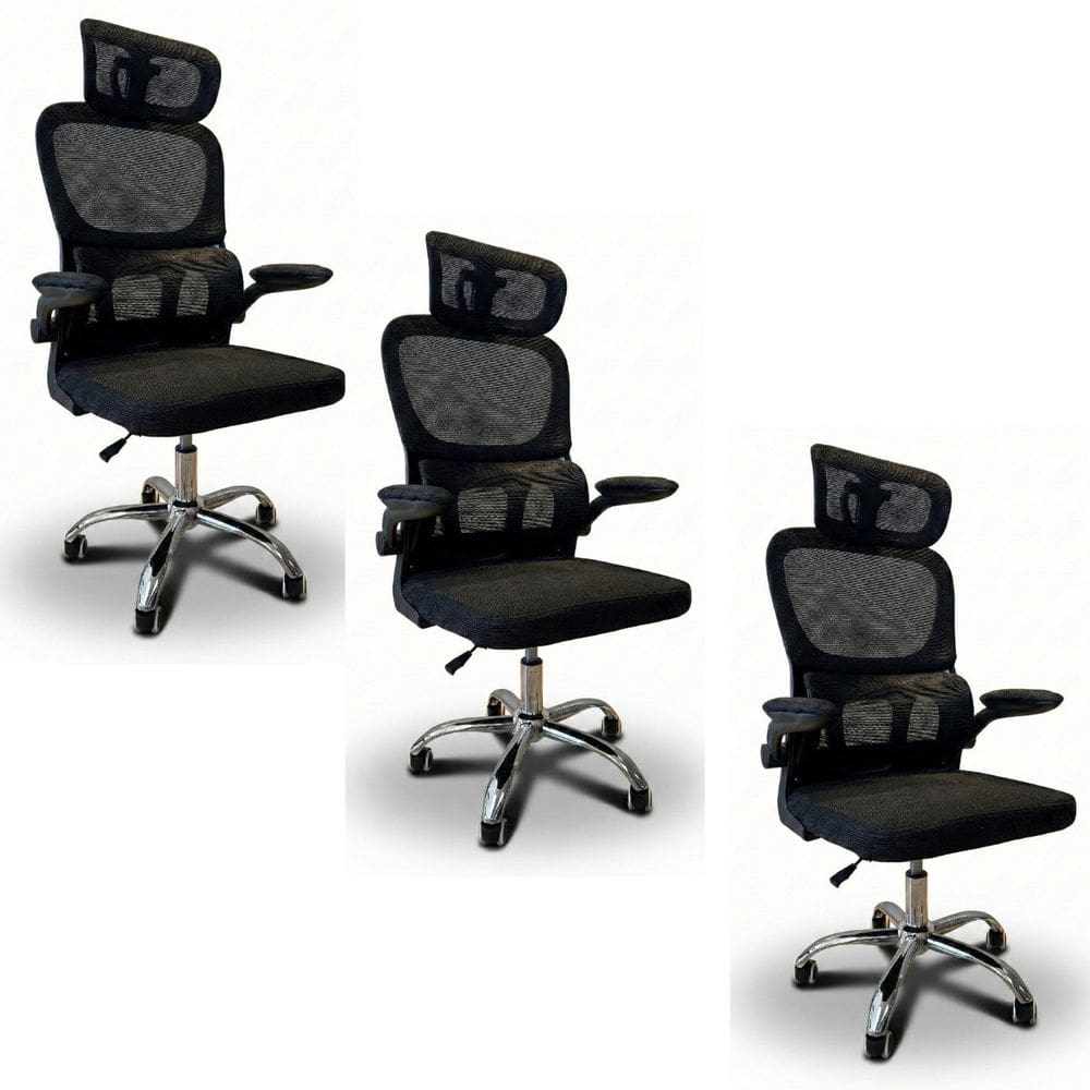 Kit 3 Cadeiras de Escritório Diretor Oficial Atenas Preto