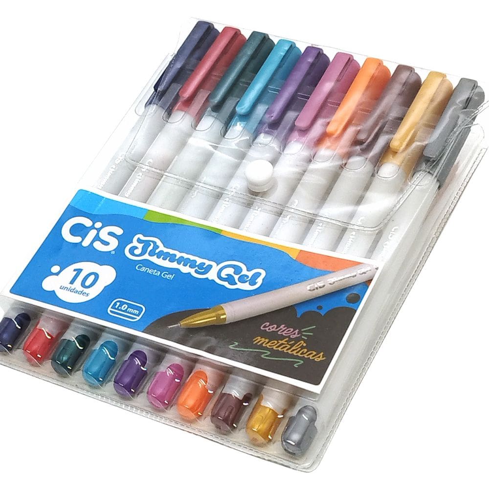 Caneta Jimmy Gel CiS 1.0mm Estojo com 10 Cores Metálicas