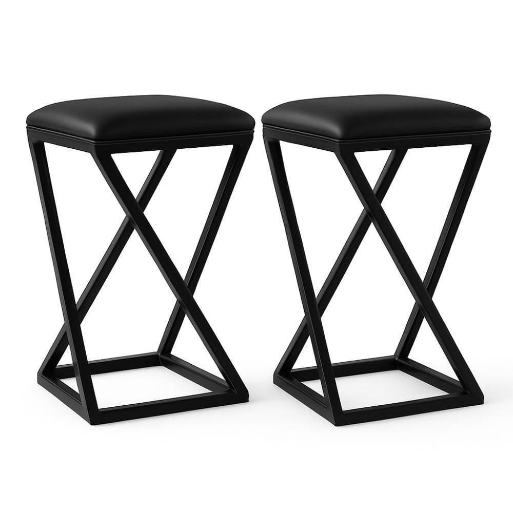 Kit 2 Banqueta Z 80 Cm Alta Bistrô Bancada Cozinha Moderno Corino Cor:preto