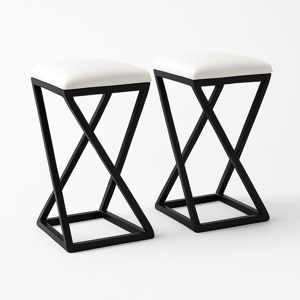 Kit 2 Banqueta Z 80 Cm Alta Bistrô Bancada Cozinha Moderno Corino Cor:branco