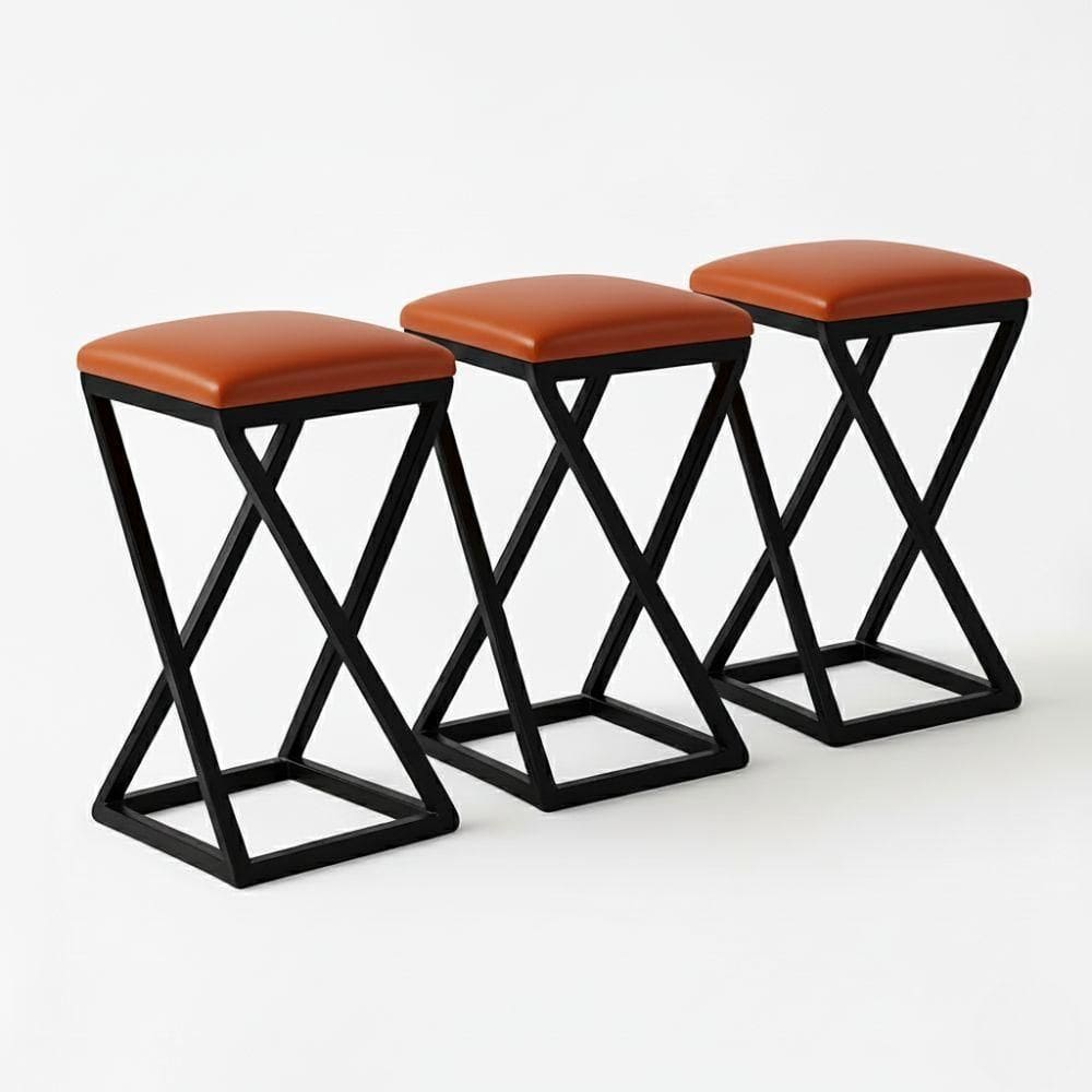 Kit 3 Banco Banqueta Baixa Bar Cozinha 50 Cm Bancada Corino Caramelo