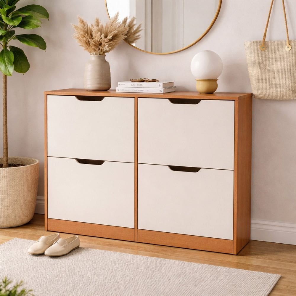 Sapateira para Quarto 24 Pares Madri Creme/Freijó