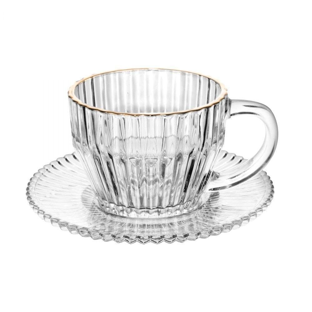 Xícara De Chá De Cristal Com Fio De Ouro Império 220ml Wolff