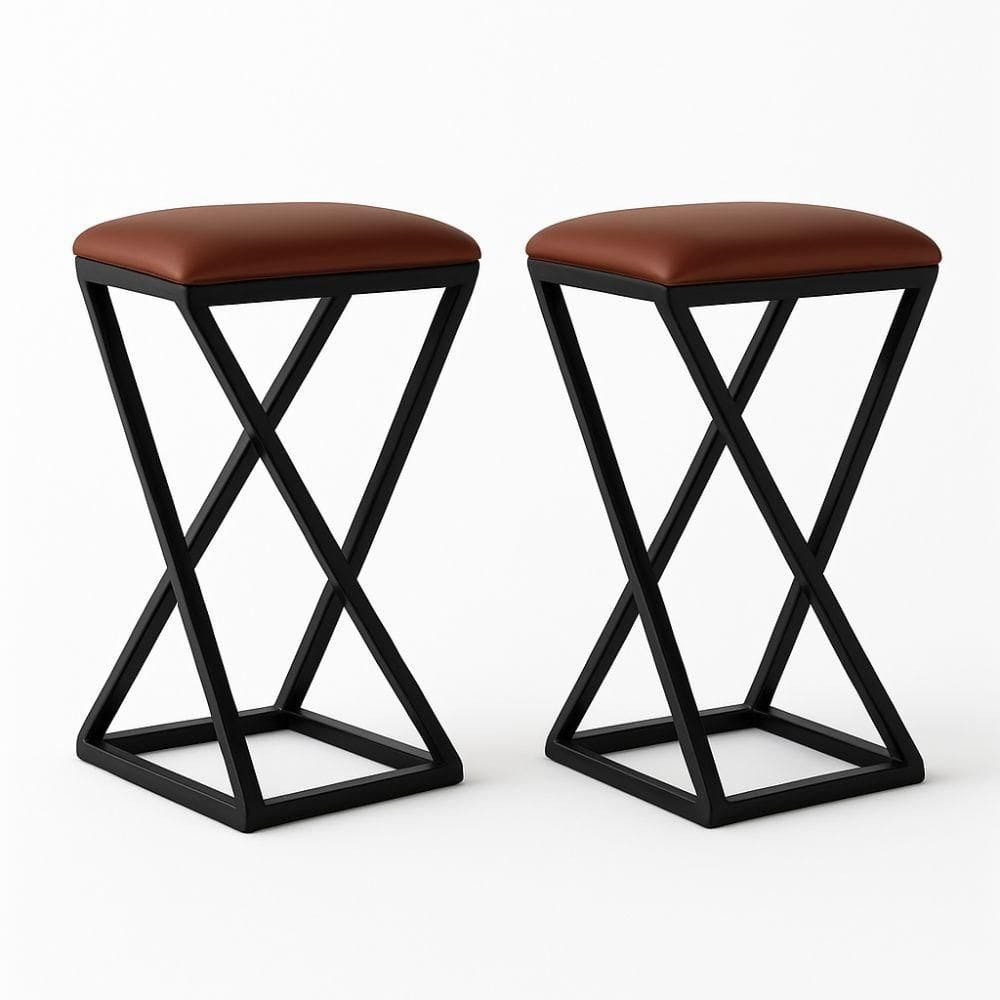 Kit 2 Banqueta Z 80 Cm Alta Bistrô Bancada Cozinha Moderno Corino Cor:marrom