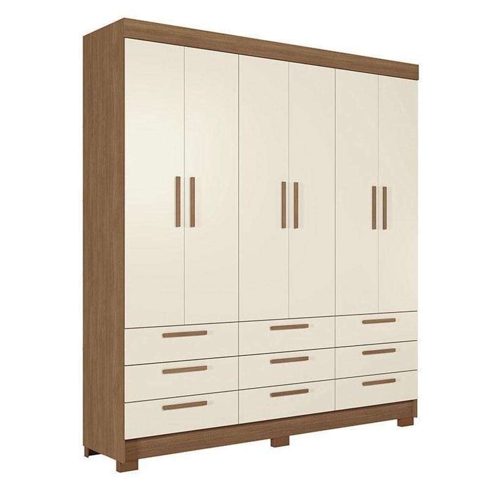 Guarda Roupa Colombo 6 Portas 9 Gavetas Jatobá Areia Acetinado - Santos Andirá