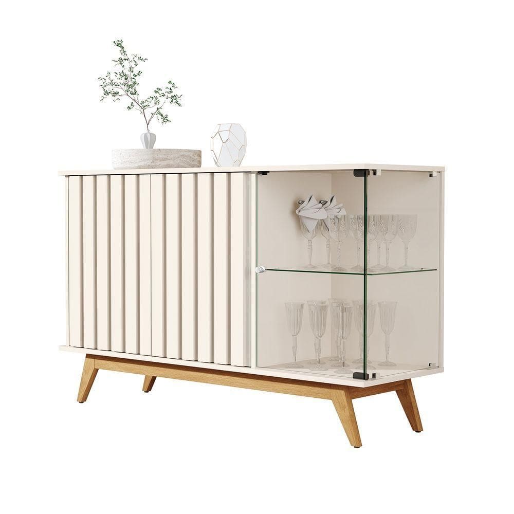 Buffet Aparador Jb Acai 3 Portas Luxo Off White - Moveis Jb