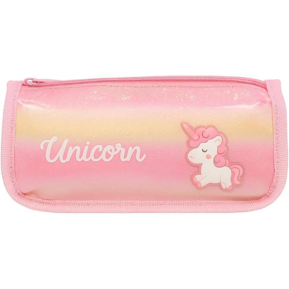 Estojo Escolar Infantil Duplo 21cm Unicórnio Brilhoso Gliter