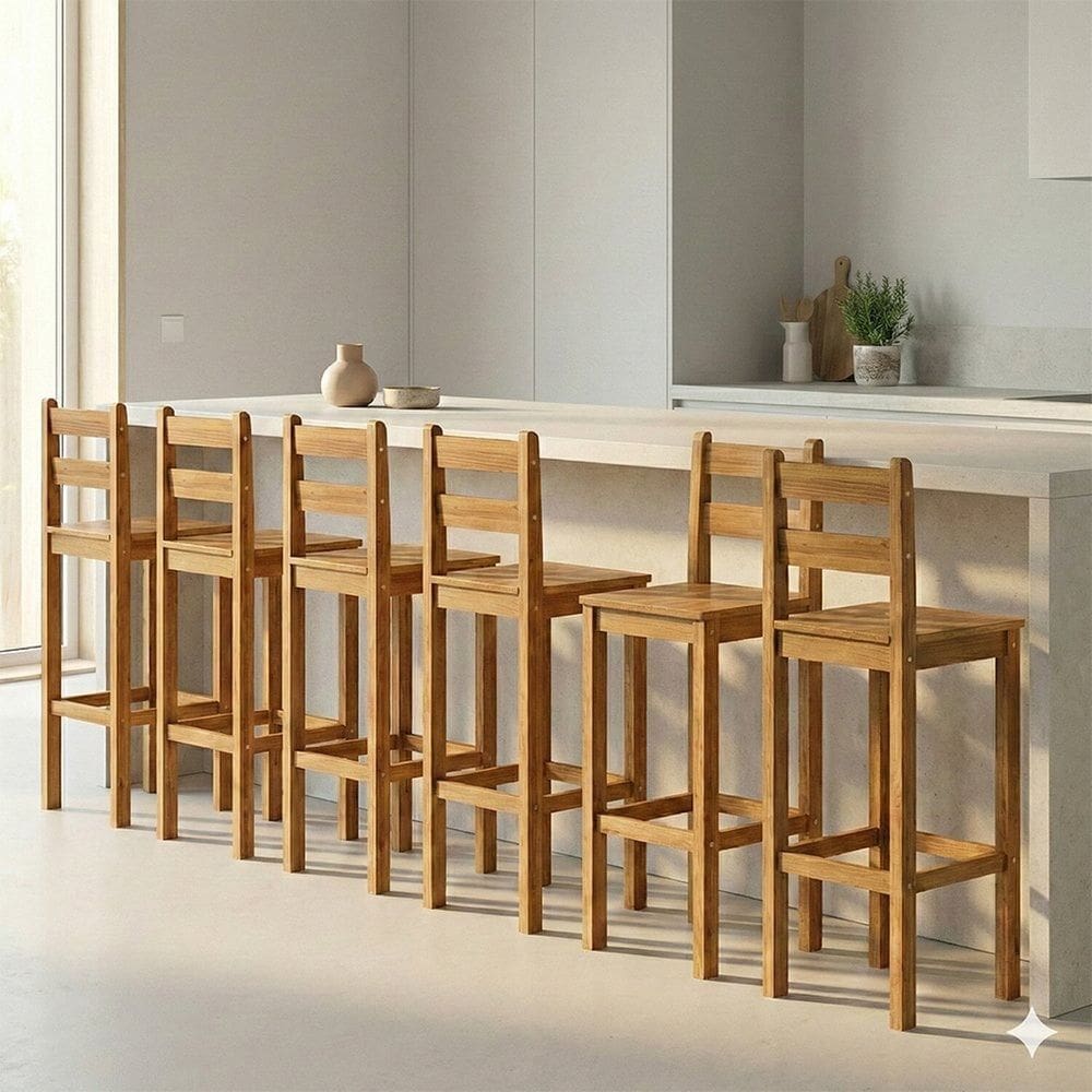 Kit 6 Banquetas Altas em Madeira Maciça Martin Espresso Móveis Nogueira