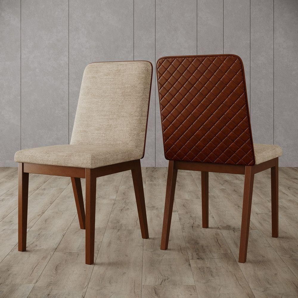 Conjunto 2 Cadeiras Pietra P/ Mesa De Jantar Detalhes Corano Nature Com Corano Caramelo Com Creme