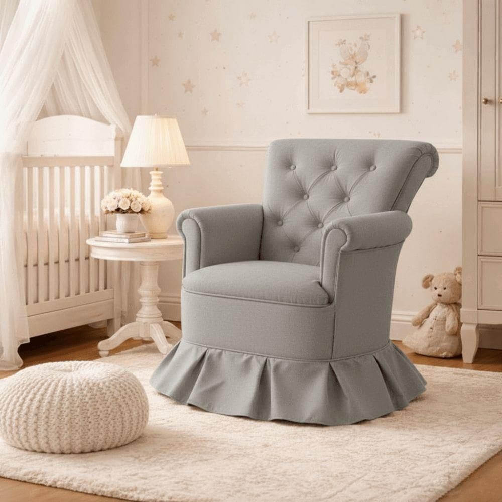 Poltrona Balanço Amentação Quarto Confortável Descanso Sala Leitura Suede Cinza