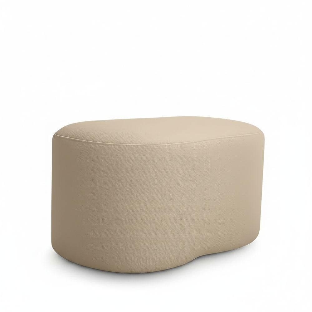Puff Curvo Feijão Orgânico Sala Redondo Confortável Quarto Moderno Linho Cor:bege
