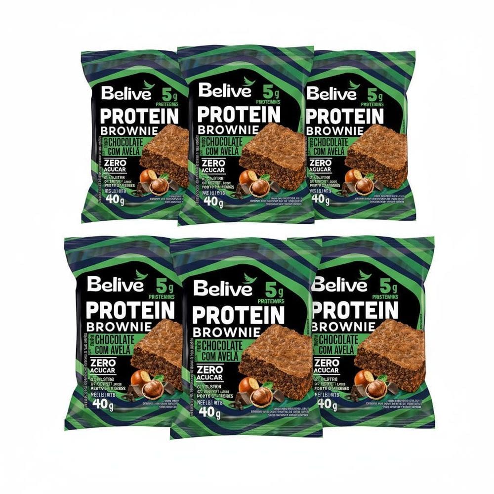 Kit 6 Brownie Protein Choco Com Avela 40G Belive